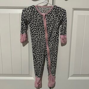 Little Sleepies Black and White Cheetah Footies with Cozy Zipper Closure